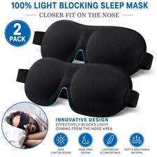 2 Pack 3D Sleep Mask Memory Foam Eye Mask Blindfold Light Blocking Travel