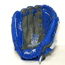RAWLINGS SAVAGE YOUTH BASEBALL GLOVE  S10GRY REG 10 INCH  BLUE  GRAY LEATHER