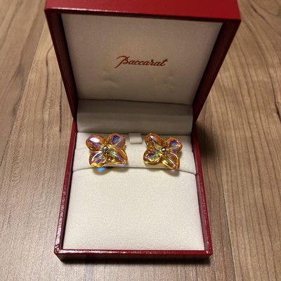 Baccarat Hortensia Flower Crystal Earrings Elegant Jewelry