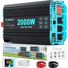 2000 Watt Inverter, 12V DC to 120V AC Pure Sine Wave 4000W Surge