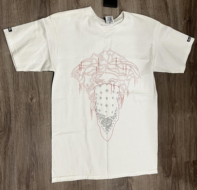 Crooks & Castles Shirt Mens Small White Bandana Medusa Graphic Tee Streetwear