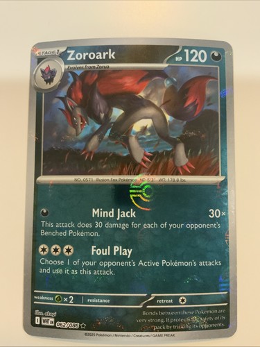 Zoroark (White Flare 62/86) reverse holo Poke Ball pattern Pokemon TCG card