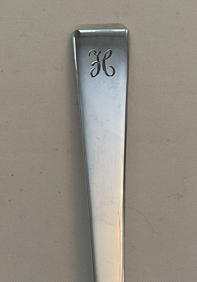 Sterling Towle CRAFTSMAN Medium Cold Meat Fork 8" 61 grams Monogram H - Image 2 of 4