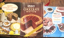 BAKERS CHOCOLATE&COCONUT FAVORITES/BAKERS CHOCOLATE RICHES&NESTLES-LOT 3 COOKBKS