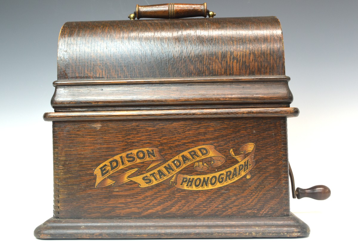 Antique EDISON STANDARD PHONOGRAPH Includes , 17 Wax Cylinders