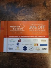 20% Off Mitchells & Butlers Vouchers  EXP 26 Harvester, Miller & Carter Toby