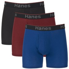 Hanes Men's Total Support Pouch Boxer Briefs Anti-Chafing 3 Pack, L