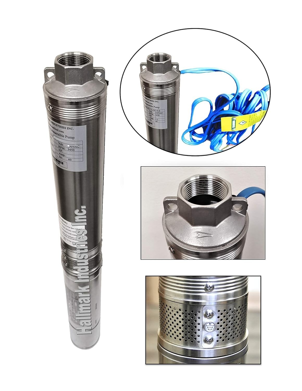 Stainless Steel 1HP Submersible Pump, 230V, 33 GPM