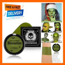 Green Face Body Paint, Cream to Powder Foundation, Halloween SFX Makeup