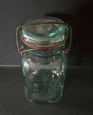 Smalley Square Blue Pint Self-Sealing Canning Jar Late 1800s/Early 1900s