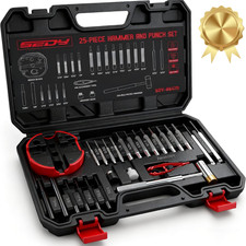 Pin Punch Hammer Set: 25-Piece Punch Set and Hammer with Bench Block, Steel