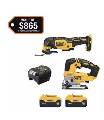 DEWALT DCK230P2 20V MAX XR/ATOMIC Brushless Jig Saw/Multi-Tool, 2x 5Ah Battery
