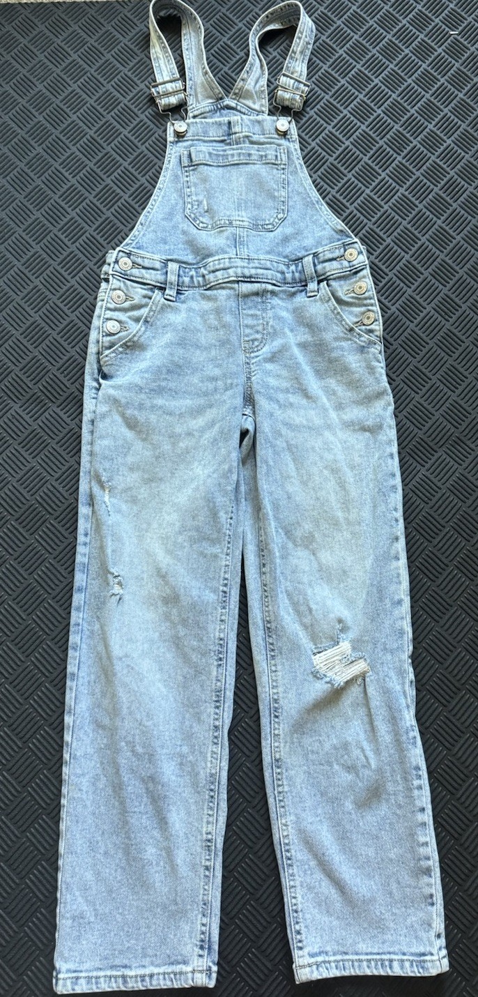 SO Girl&rsquo;s Overalls Light Wash Light Distress Size 10 Strai