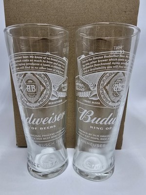 Budweiser Pint Gläser x2 Nagelneu Bier Bar Glaswaren