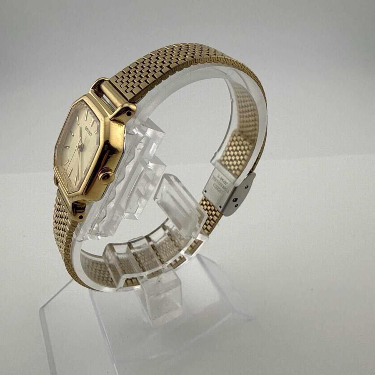 VG] Seiko 4N21-5022 Gold Octagon Quartz Ladies Watch Japan Vintage
