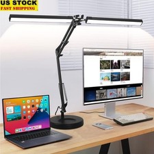 39 Inch LED Desk Lamp Clamp Adjustable Double Head 30 Modes Eye Protection New