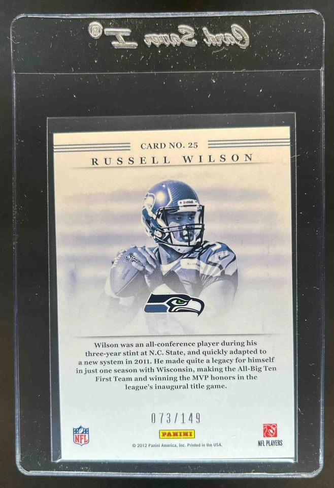 2012 Elite Russell Wilson Series Rookies Gold Rookie RC #/149 Seahawks - Image 2 of 2