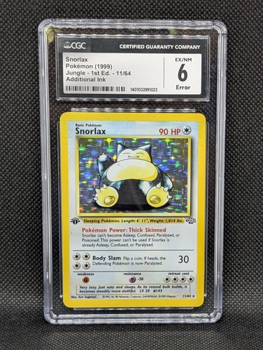 Snorlax (1st Edition) graded CGC 6 for sale on eBay