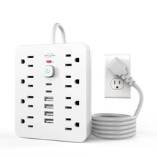 JouleLoom Power Strip Surge Protector with 8 Outlets, 4 USB and 2 USB C Ports.