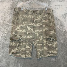 Vintage Levis Men Y2K Paratrooper Distressed Baggy Loose Camo Cargo Shorts 38