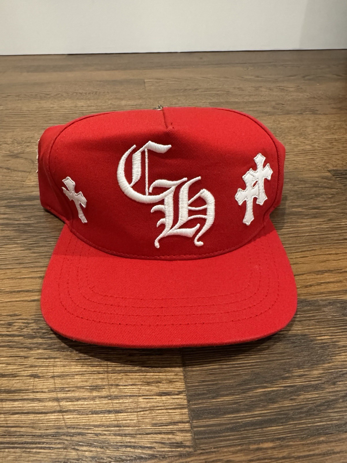 Chrome Hearts Red White Cross Patch SnapBack Hat - image 1