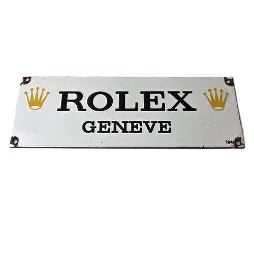 Vintage Rolex Luxury Watches Porcelain Sign - Geneve General Store Gas Pump Sign