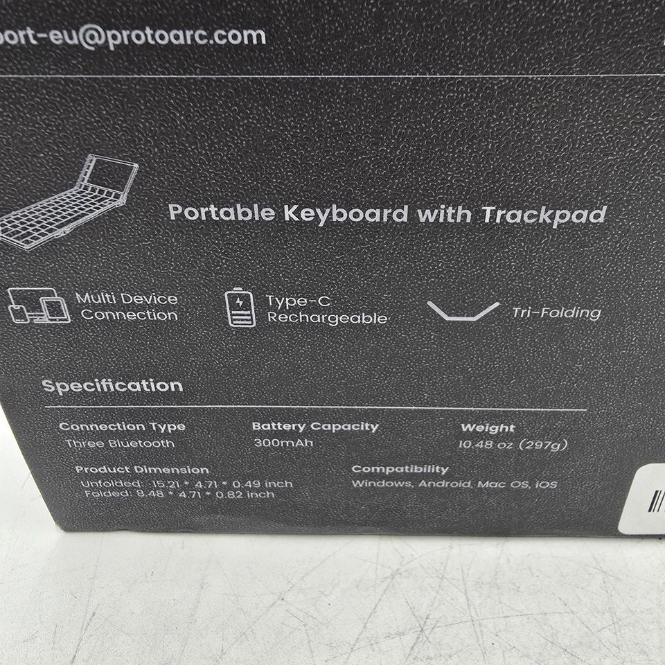 ProtoArc XK01TP Foldable Wireless Bluetooth Keyboard Touchpad + Case Brand New - Image 4 of 4