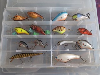 Lot Of 14 Bagley Balsa Crankbaits Fishing Lures ET2 Fat Cat B Smoo With Box