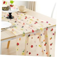 Florals Seasonal Tulle Table Runner Champagne Floral Table Runner Embroidered