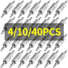 4/10/40 Pcs 3.5mm Male to Male Stereo Audio Plug Connector Barrel Coupler Metal