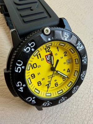 LUMINOX 3000/3900 Yellow Dial Dive Watch with 2 New Genuine Belts From Japan