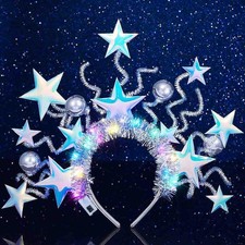 Light Up Star Headband LED Glow Party Hair Accessory for Women Blue Party Set