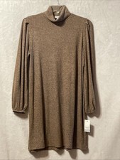 NWT Ophelia Roe brown ribbed turtleneck sweater dress Size Extra Large
