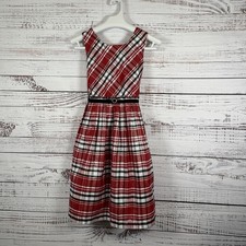 Jona Michelle Girls Red Plaid Silver Metallic Sleeveless Formal Dress Size 12