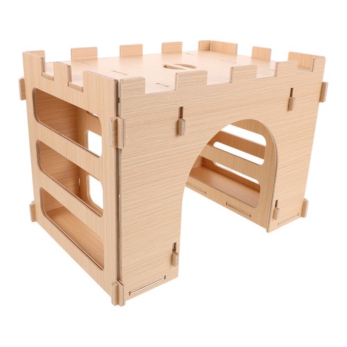 Rabbit Hideout: Wooden Small Animal Hide House with Hay Feeder Box Bunny House - Picture 11 of 12