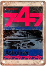 Vintage 1970 747 Travel Poster Retro Look Sign T586