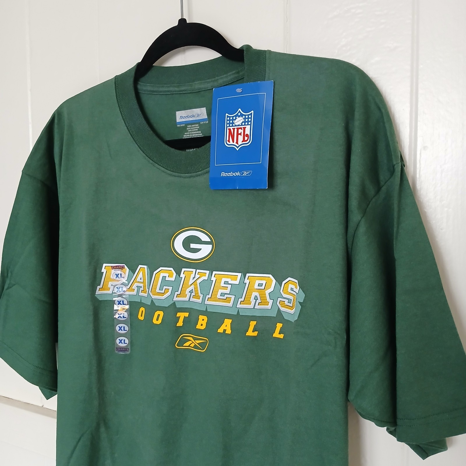 Deadstock New VTG Green Bay Packers Reebok NFL T-Shirt Men's XL Green Cotton SS thumbnail 8