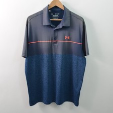 Under Armour The Playoff Polo Shirt Mens XL Loose Fit Blue Polyester Stretch SS