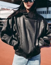 ZARA Black Faux Leather Bomber Jacket 4391/872/800