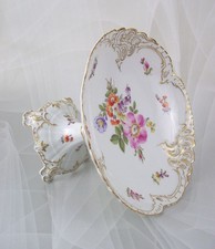 Nymphenburg Tafelaufsatz Prunkteller Gebäck Bunte Blumen mit Gold um 1920 1 Wahl