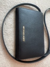 Michael Kors Black Saffiano Leather Crossbody Bag Gold Hardware