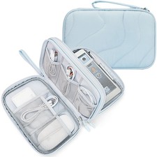 Skycase Tech Pouch - Lightweight Electronics XL, Wavy Pattern-Light Blue