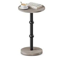 Drink Table, Small Round Side Table for Small Spaces, Modern Accent Round End...