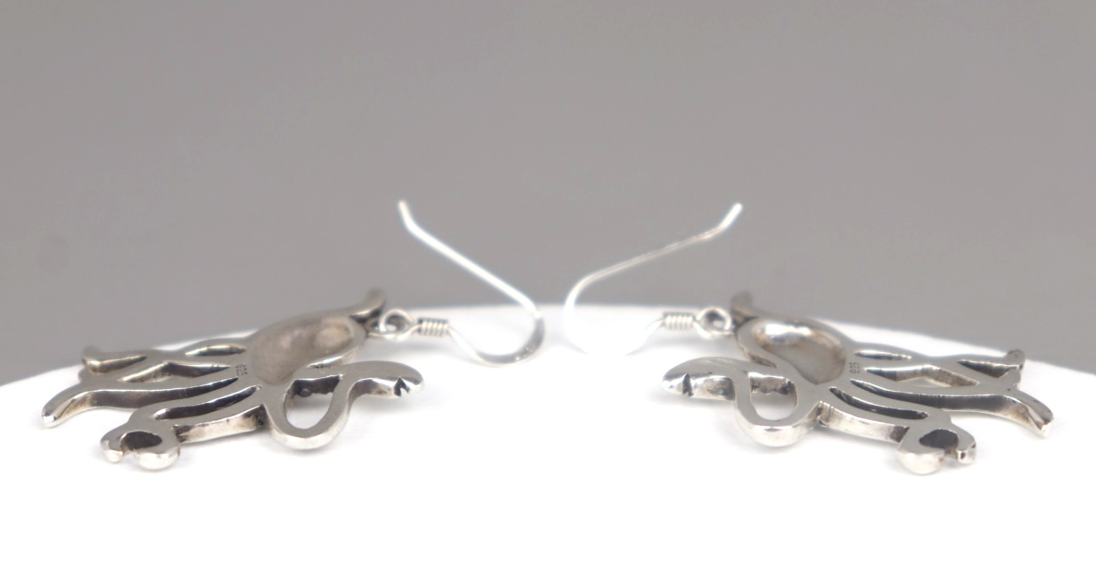 Solid 925 Sterling Silver Octopus Hook Earrings 1… - image 3