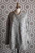 NWT Helmut Lang Dropped Shoulder Marled-Knit Sweater Large Medium 335 Grey