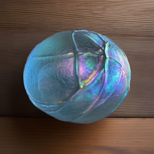Iridescent Art Glass Paperweight-Blue Purple Gold Spiderweb-OBG Studio - Picture 11 of 24
