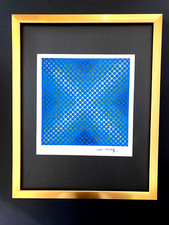 VICTOR VASARELY + SIGNED GEOMETRIC ABSTRACT PRINT FROM 1970 + WITH NEW FRAME