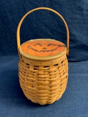 Longaberger 2000 October Fields Basket W/ Protector & NEW Pumpkin Patch Face Lid