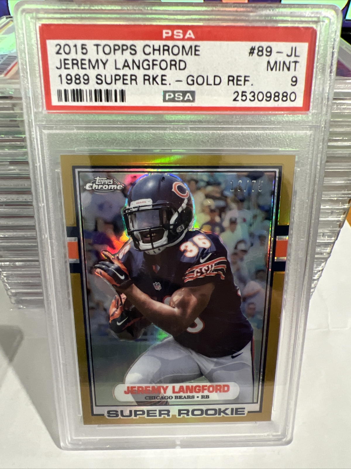 Jeremy Langford Topps Chrome 1989 Super Rookie #89JL Gold Refractor