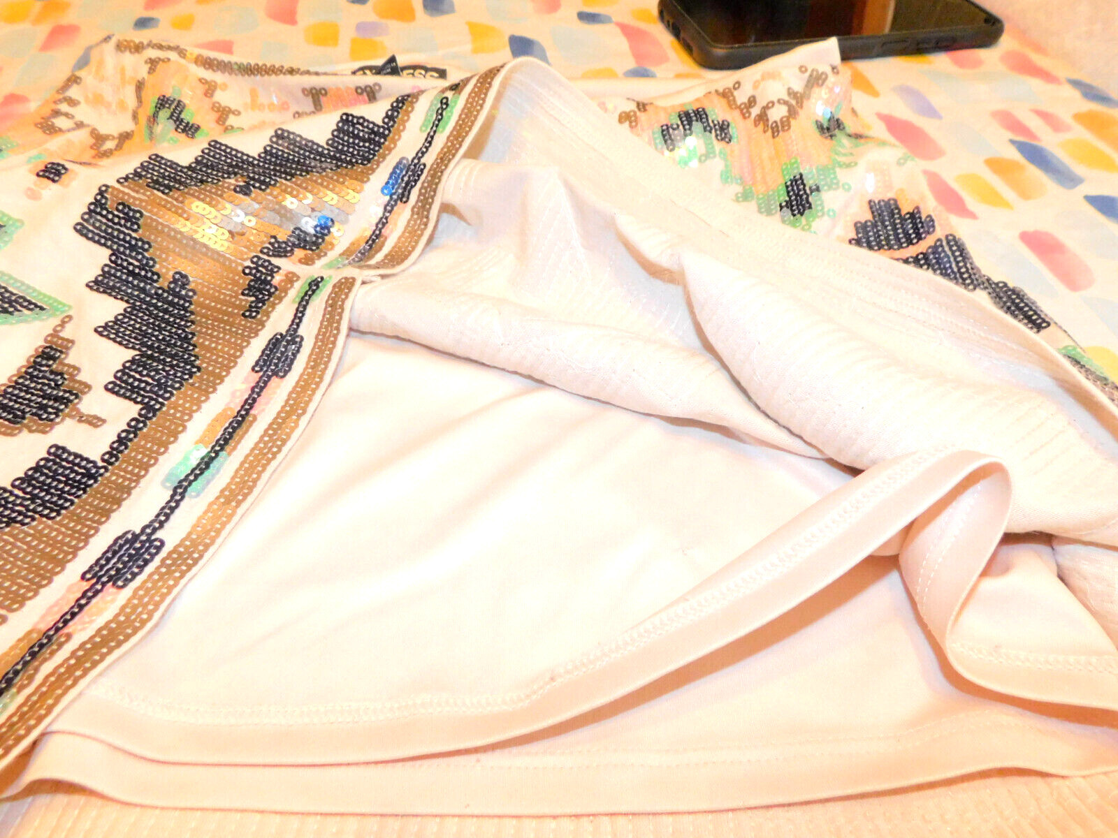 Express Lined Sequence Multi Color Skirt, Jersey … - image 4